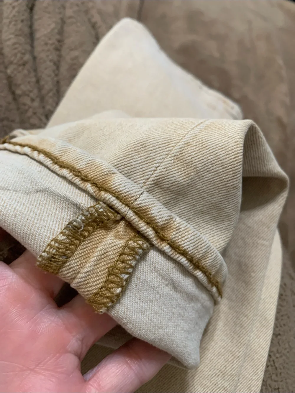 Levi's 512 Beige/Tan Denim Jeans with Leather Patch